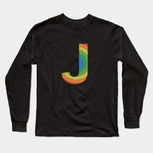 Retro Rainbow 'J' Sticker Long Sleeve T-Shirt